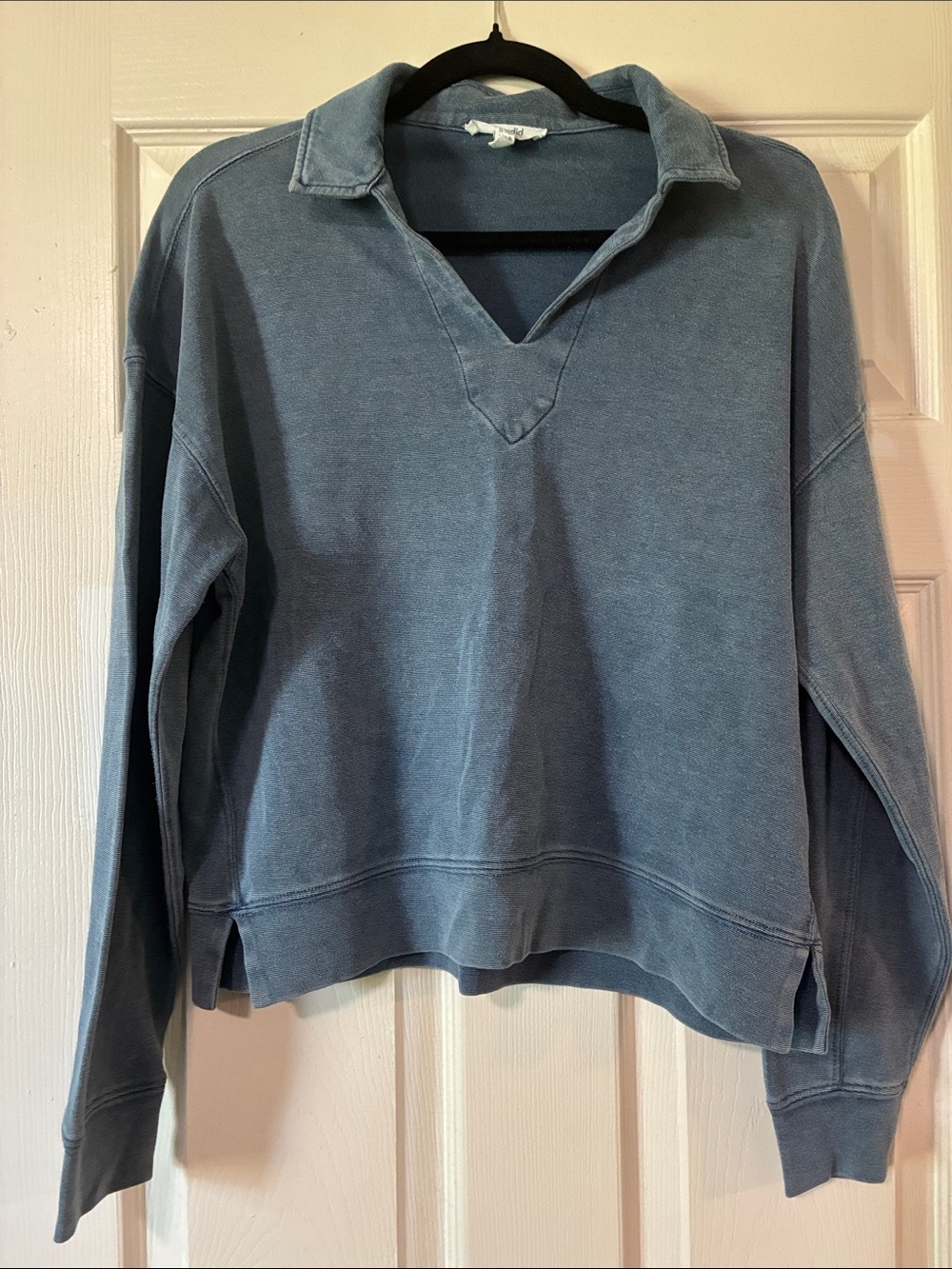 Splendid Indigo Pullover Collared Sweatshirt
